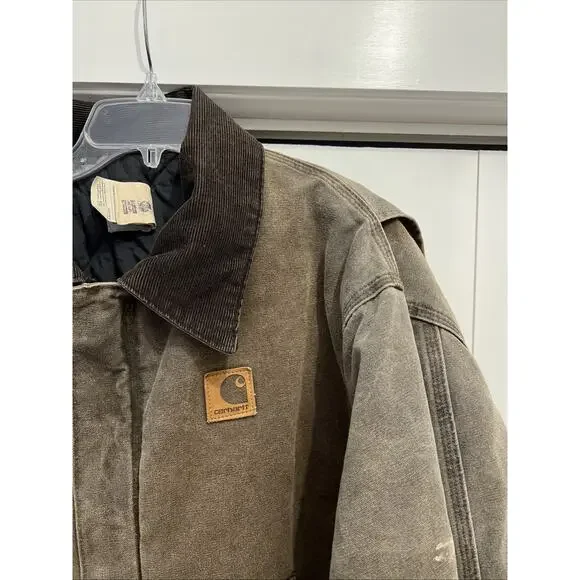 VTG Carhartt J22 CHT Chestnut Arctic Quilt-Lined Duck Work Jacket Sz XXL TALL